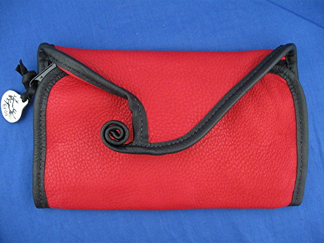Erda deerskin checkbook cover in red