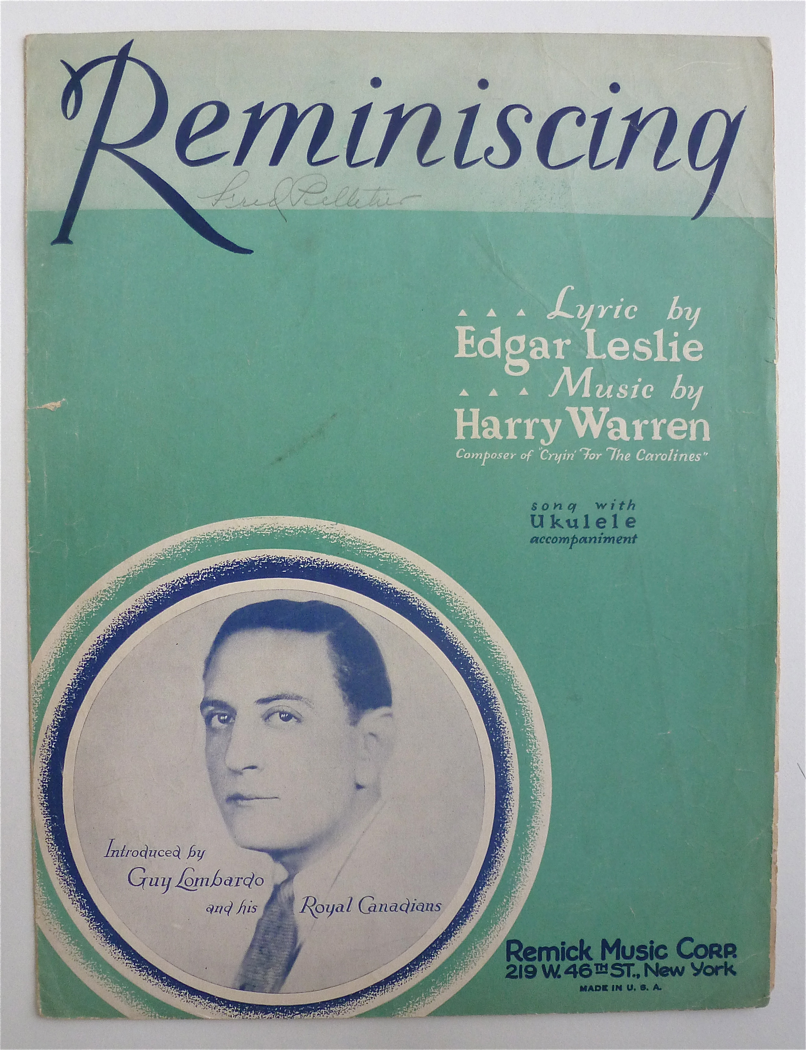 Sheet Music For 1930 Reminiscing