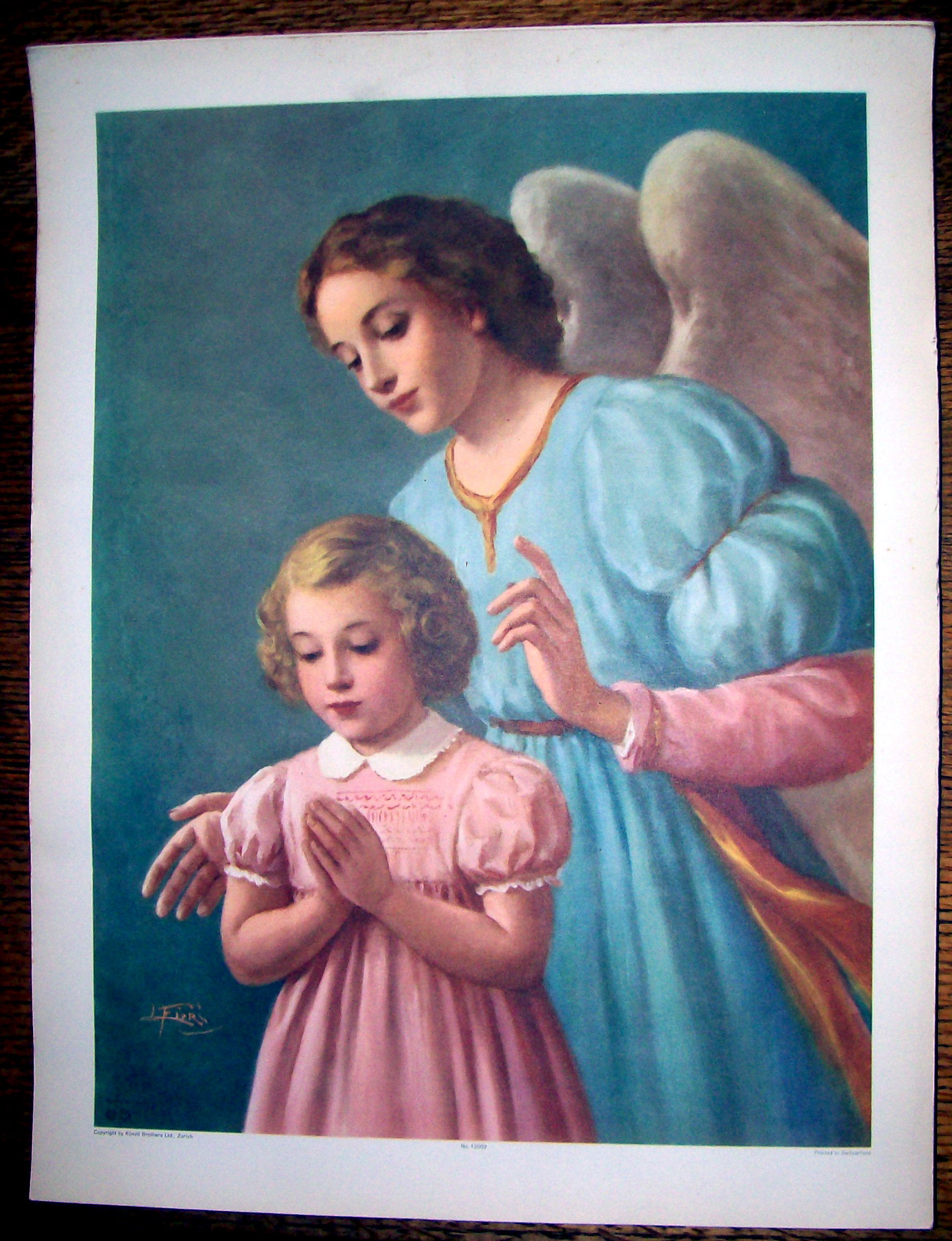 Print Of Guardian Angel With Little Girl-1940's