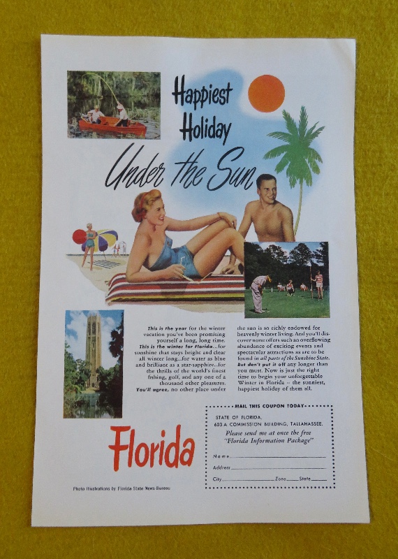1951 Florida with Woman & Man Sitting on the Beach