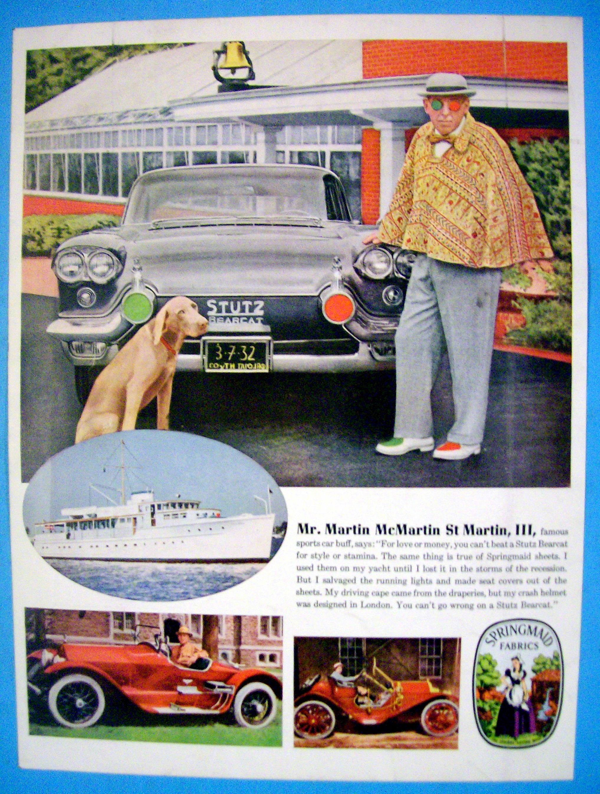 1958 Springmaid Fabrics with Famous Sports Car Buff
