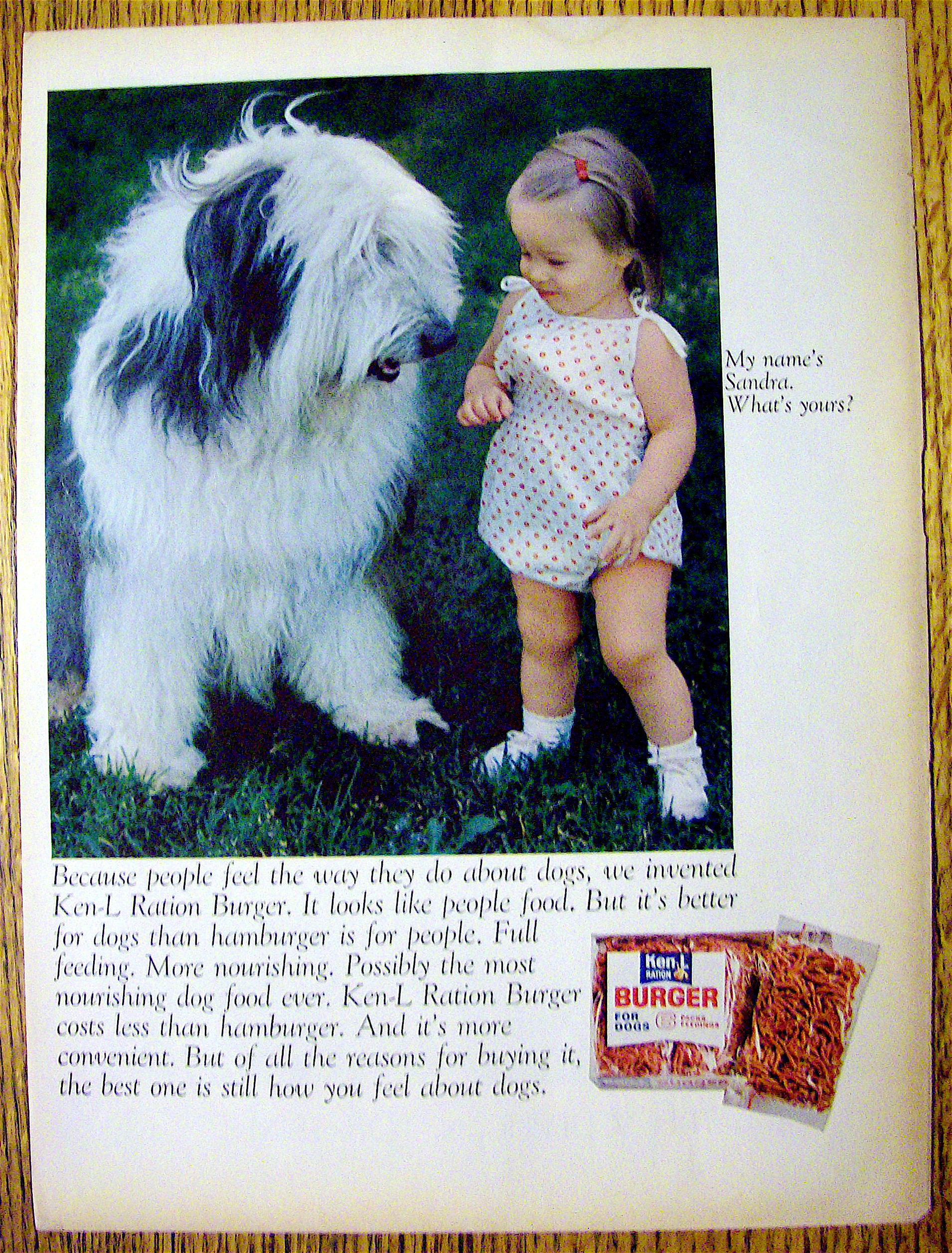 1968 Ken L Ration Burger with Little Girl with Her Dog