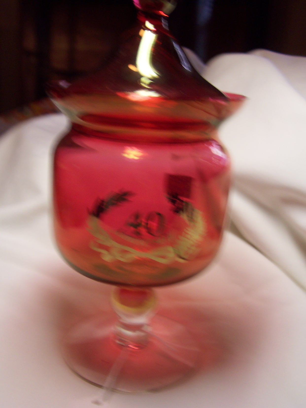 Cranberry Glass 40th Anniversary Dish