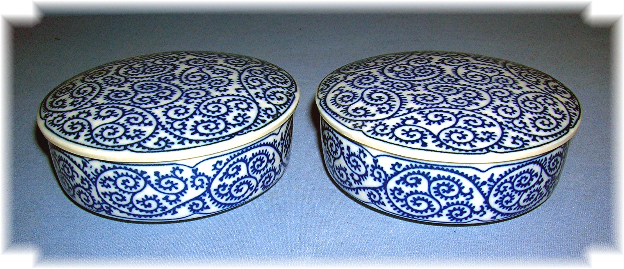 2 Small Blue Jars Made in Japan