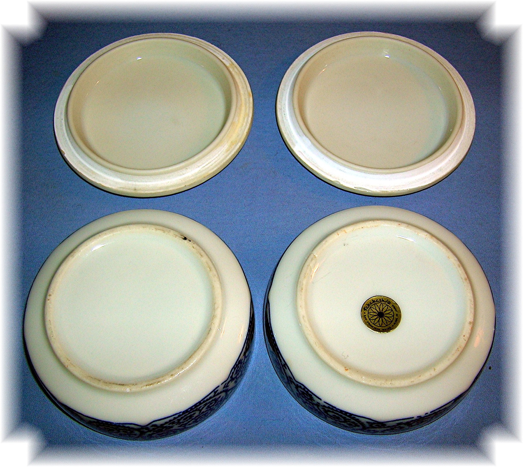 2 Small Blue Jars Made in Japan