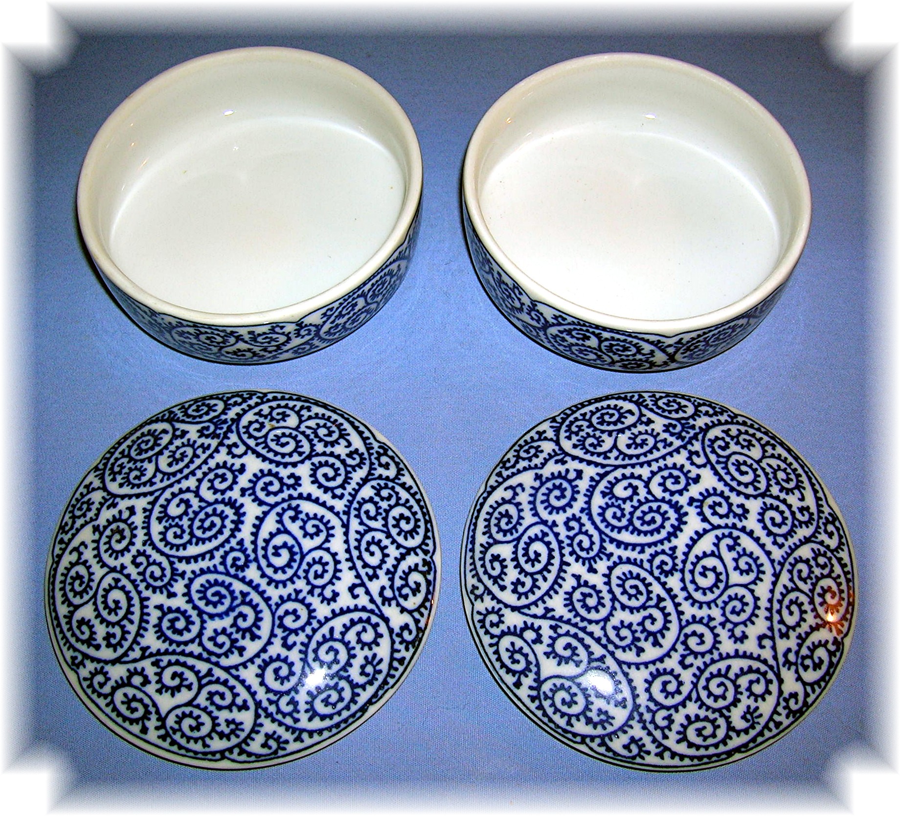 2 Small Blue Jars Made in Japan