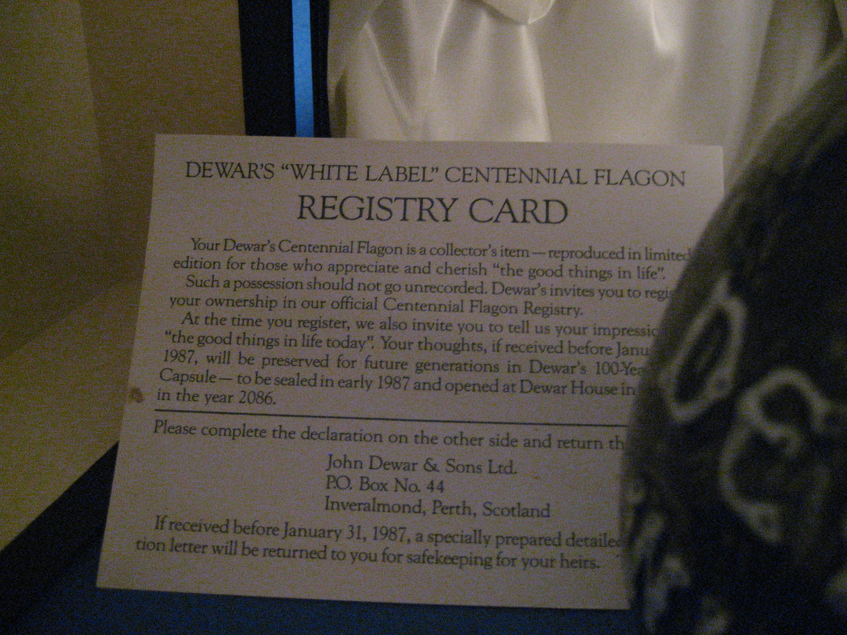 Dewar's White Label Centennial Flagon