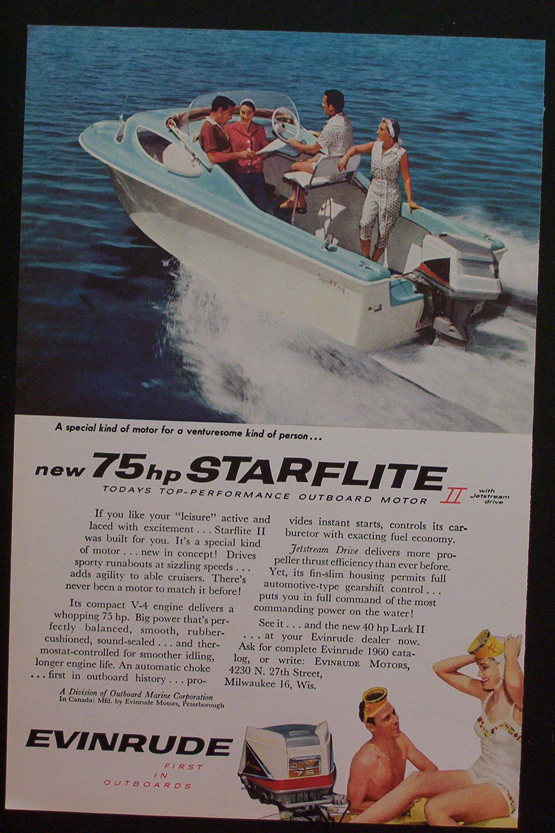 1959 Evinrude Outboards with People in a Boat