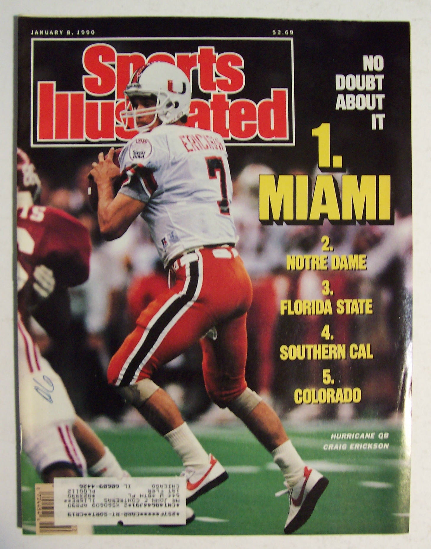 Sports Illustrated Magazine-Jan 8, 1990-Craig Erickson