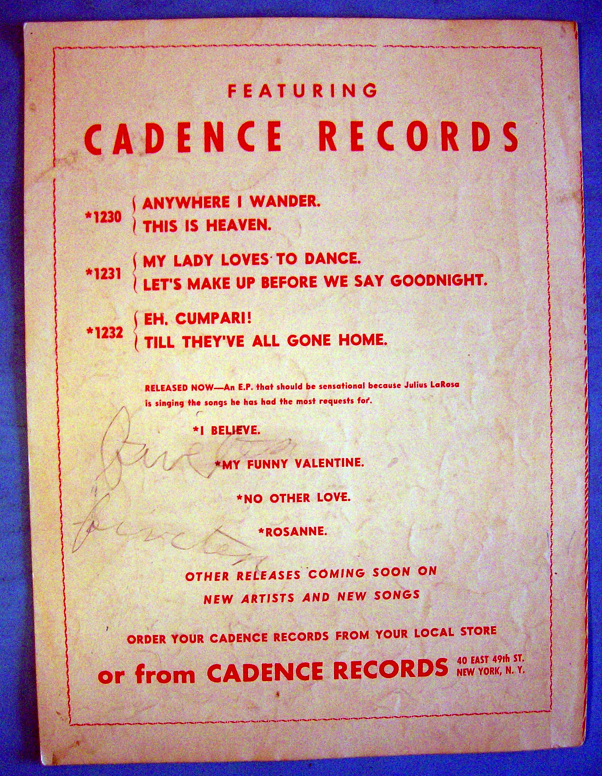 Sheet Music For 1953 Eh, Cumpari