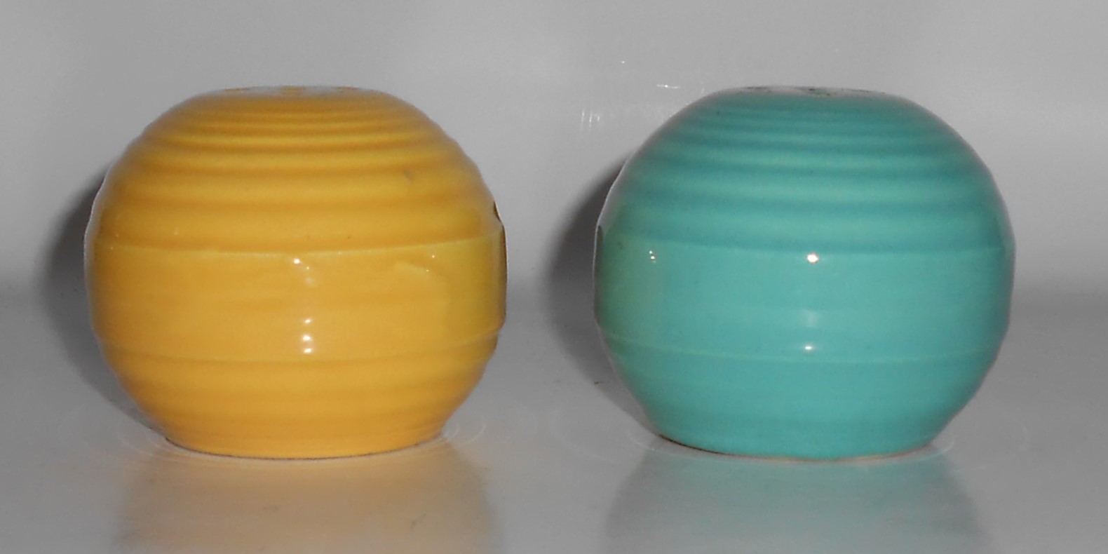Bauer Pottery Monterey Yellow & Turq Salt & Pepper Set