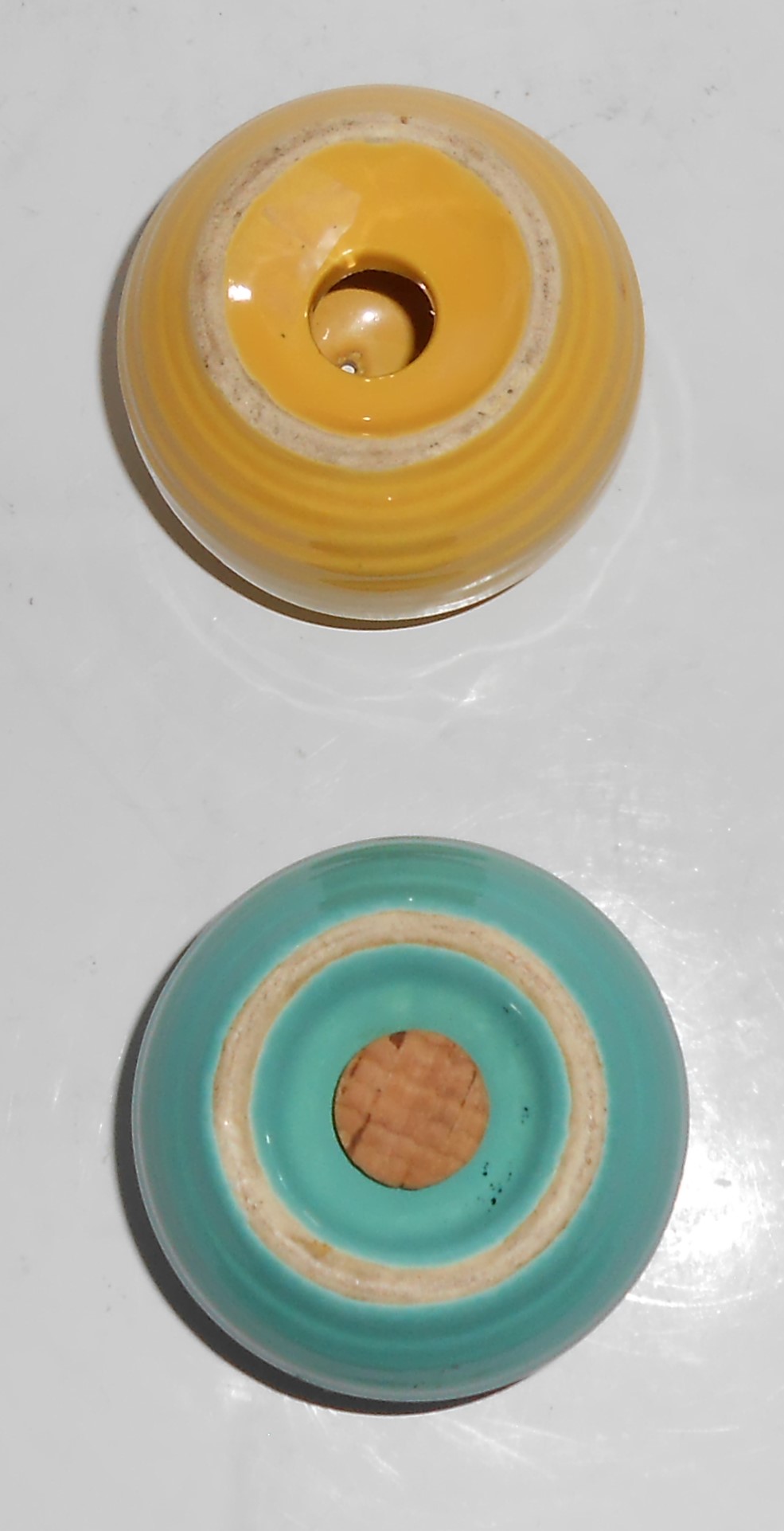 Bauer Pottery Monterey Yellow & Turq Salt & Pepper Set