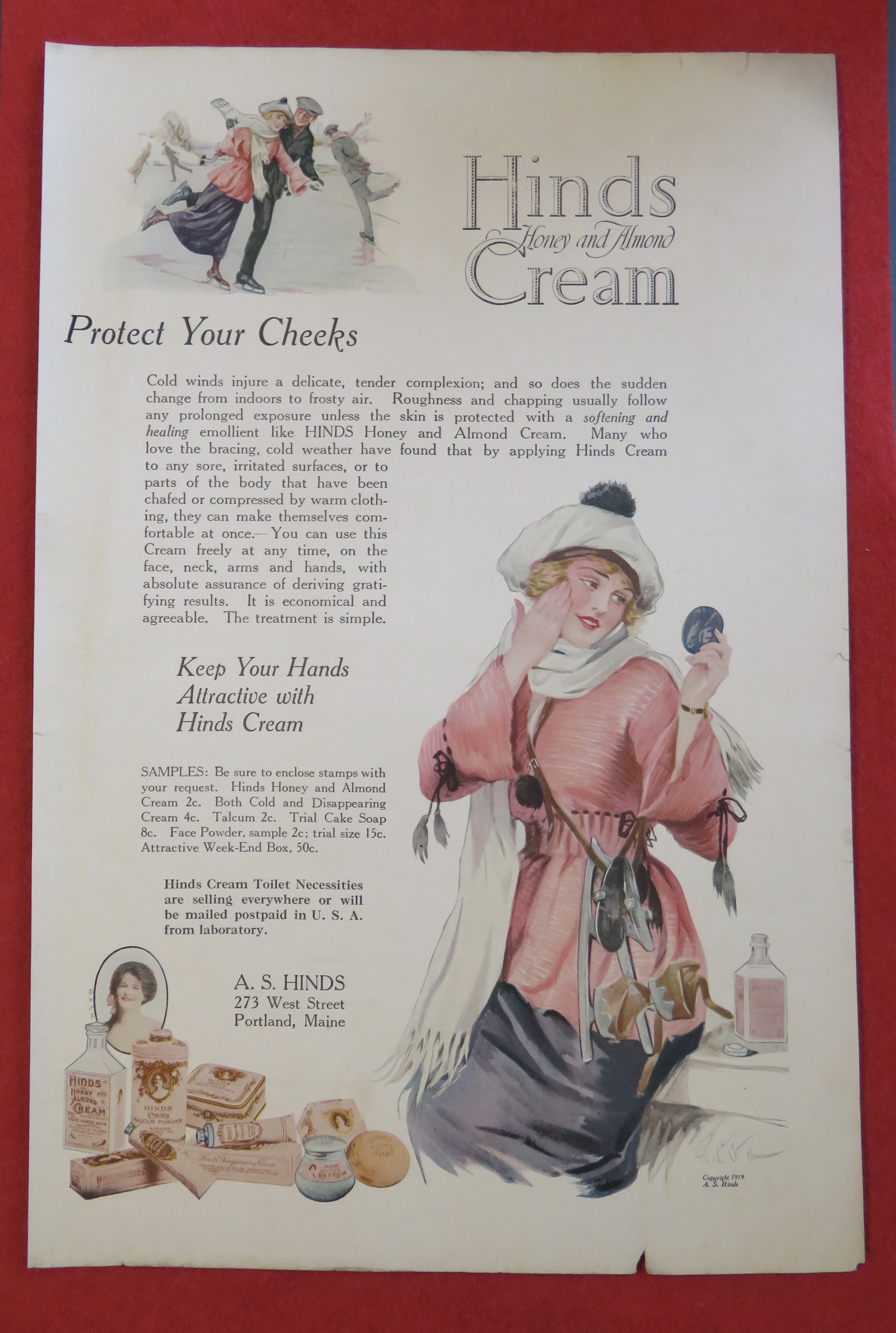 1920 Hinds Honey & Almond Cream with Woman & Mirror