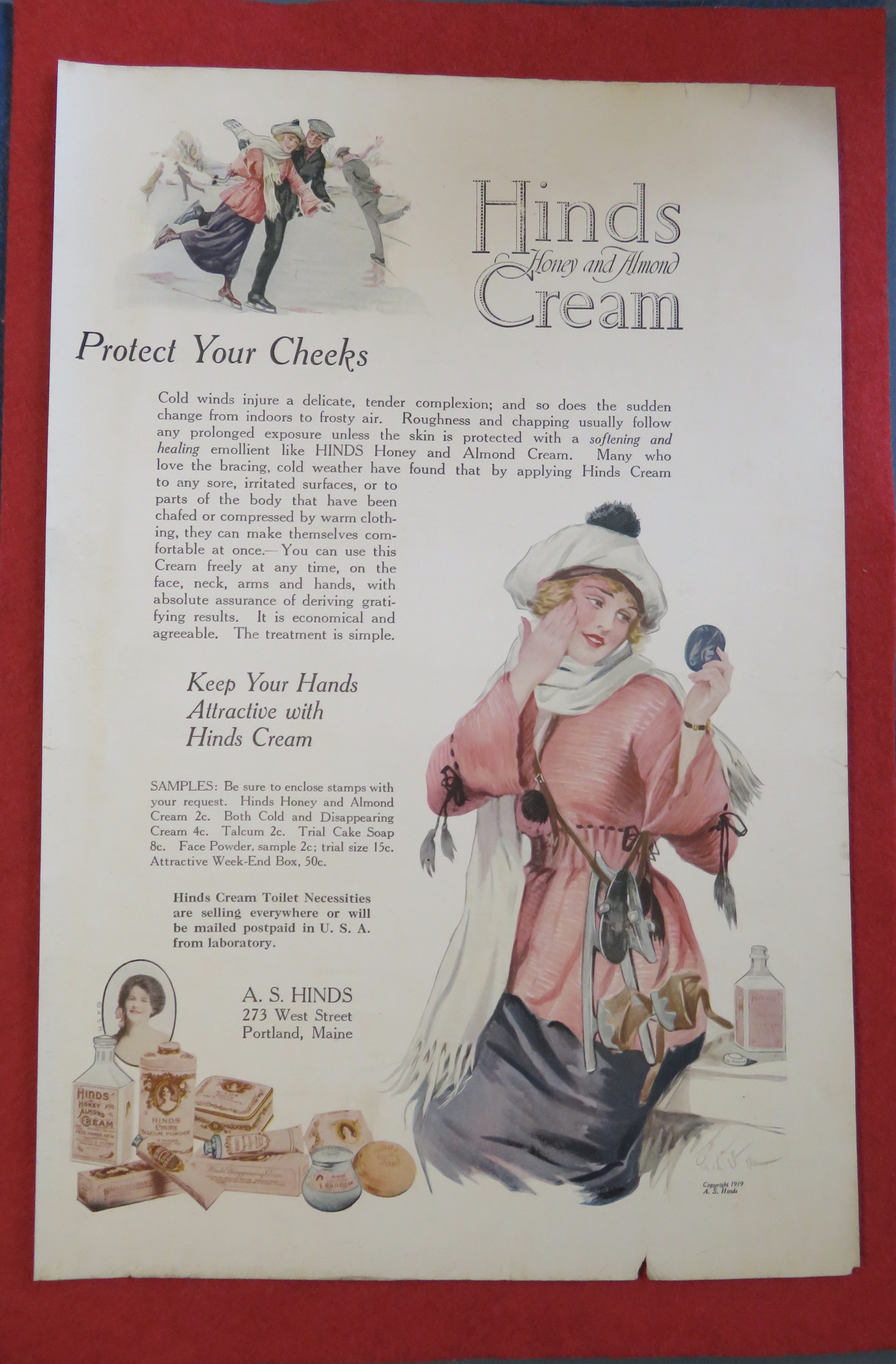 1920 Hinds Honey & Almond Cream with Woman & Mirror