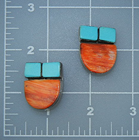 Native American Sterling Silver Turquoise Spiny Earring