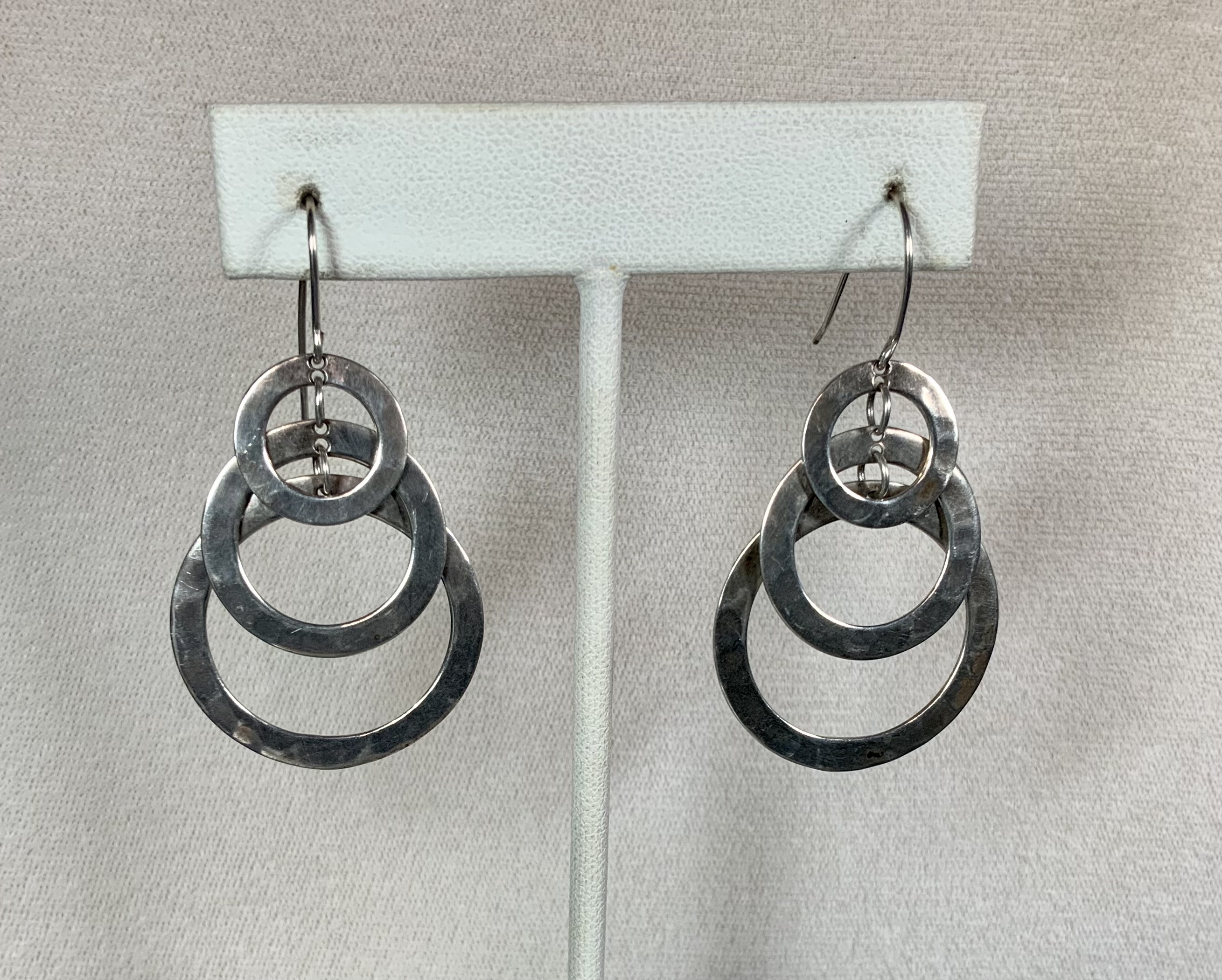 Taxco Mexico Sterling Silver Hook Hoops Earrings RLM
