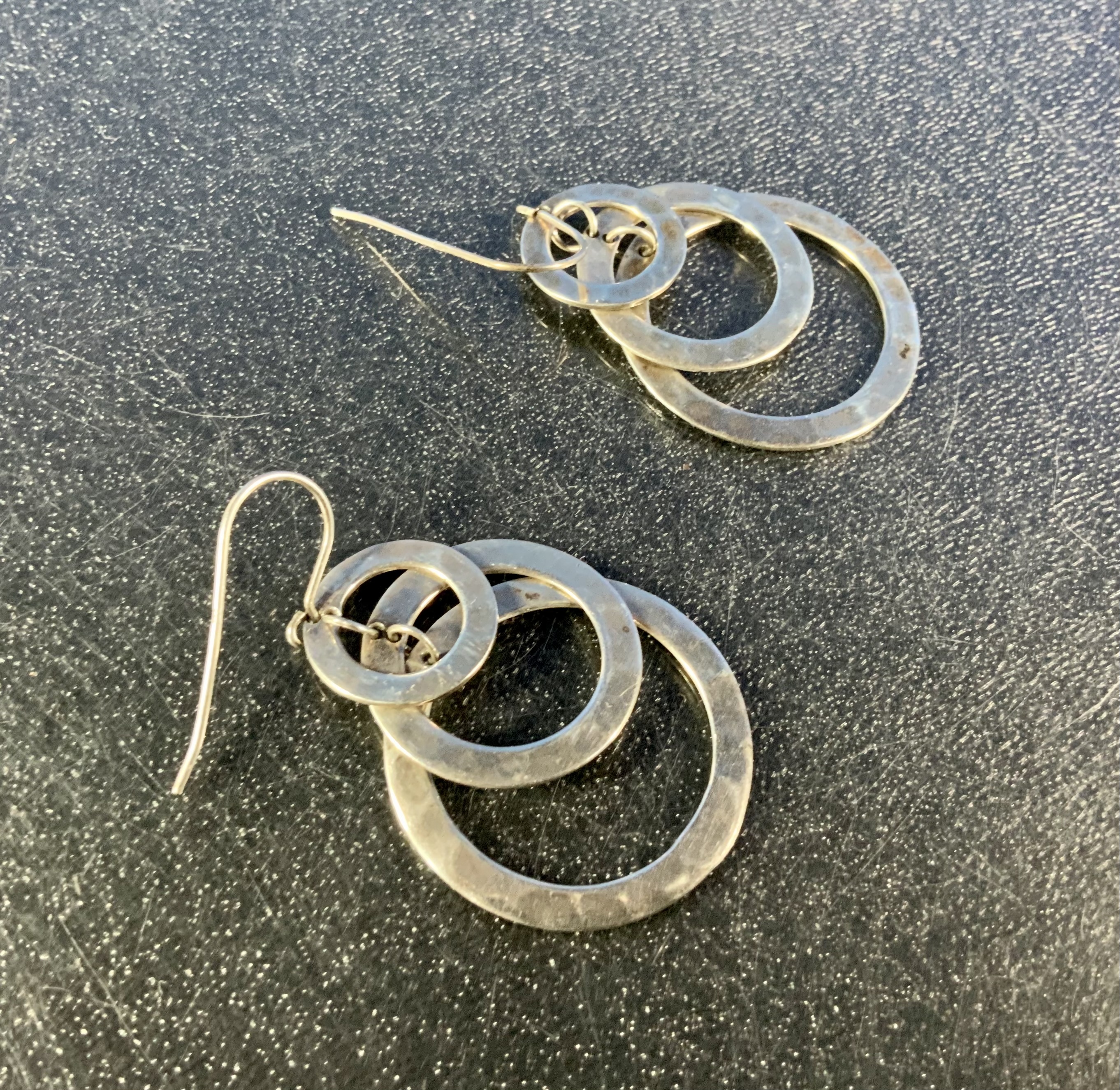 Taxco Mexico Sterling Silver Hook Hoops Earrings RLM