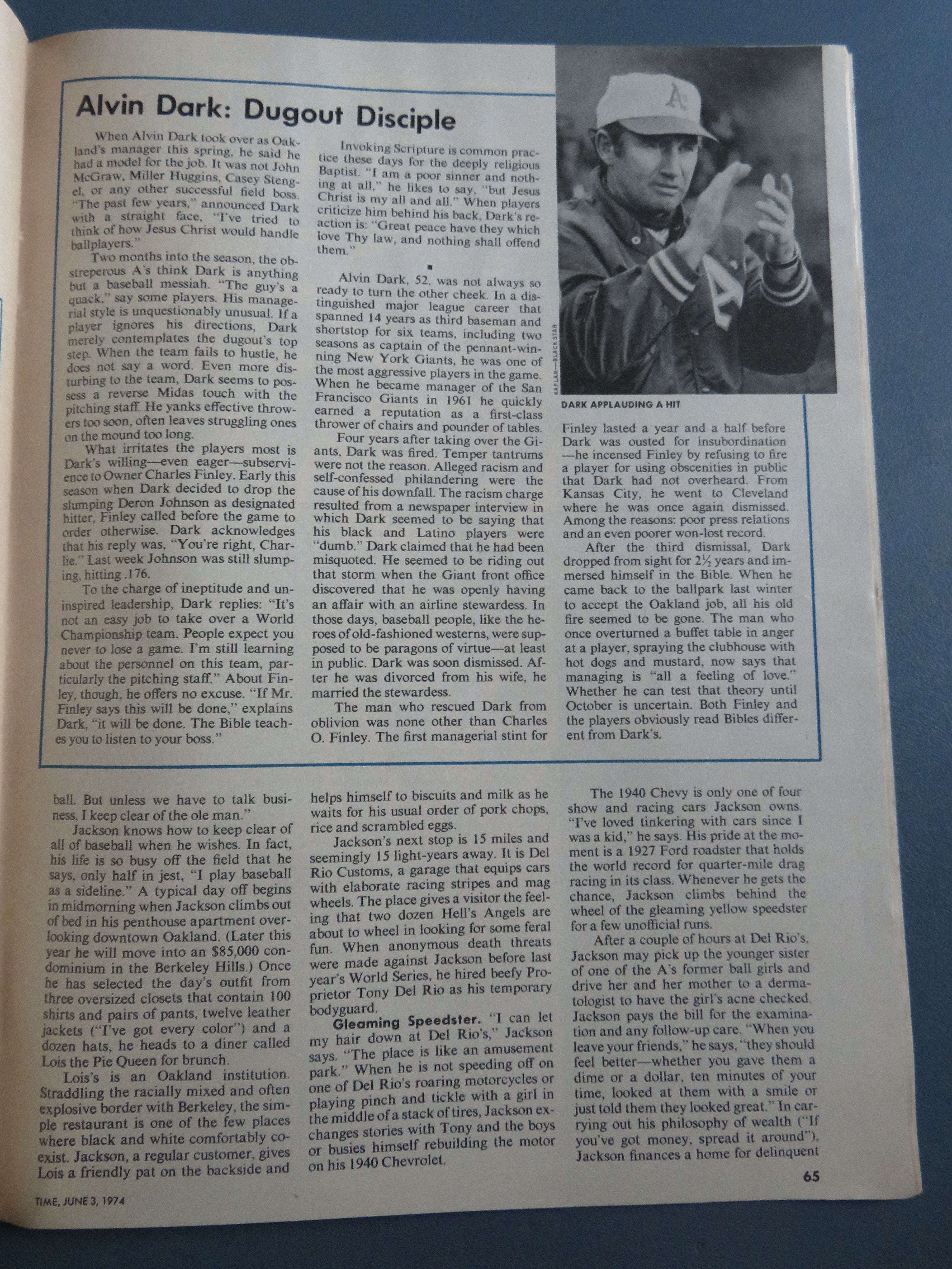 Time Magazine June 3, 1974 Oakland's Reggie Jackson