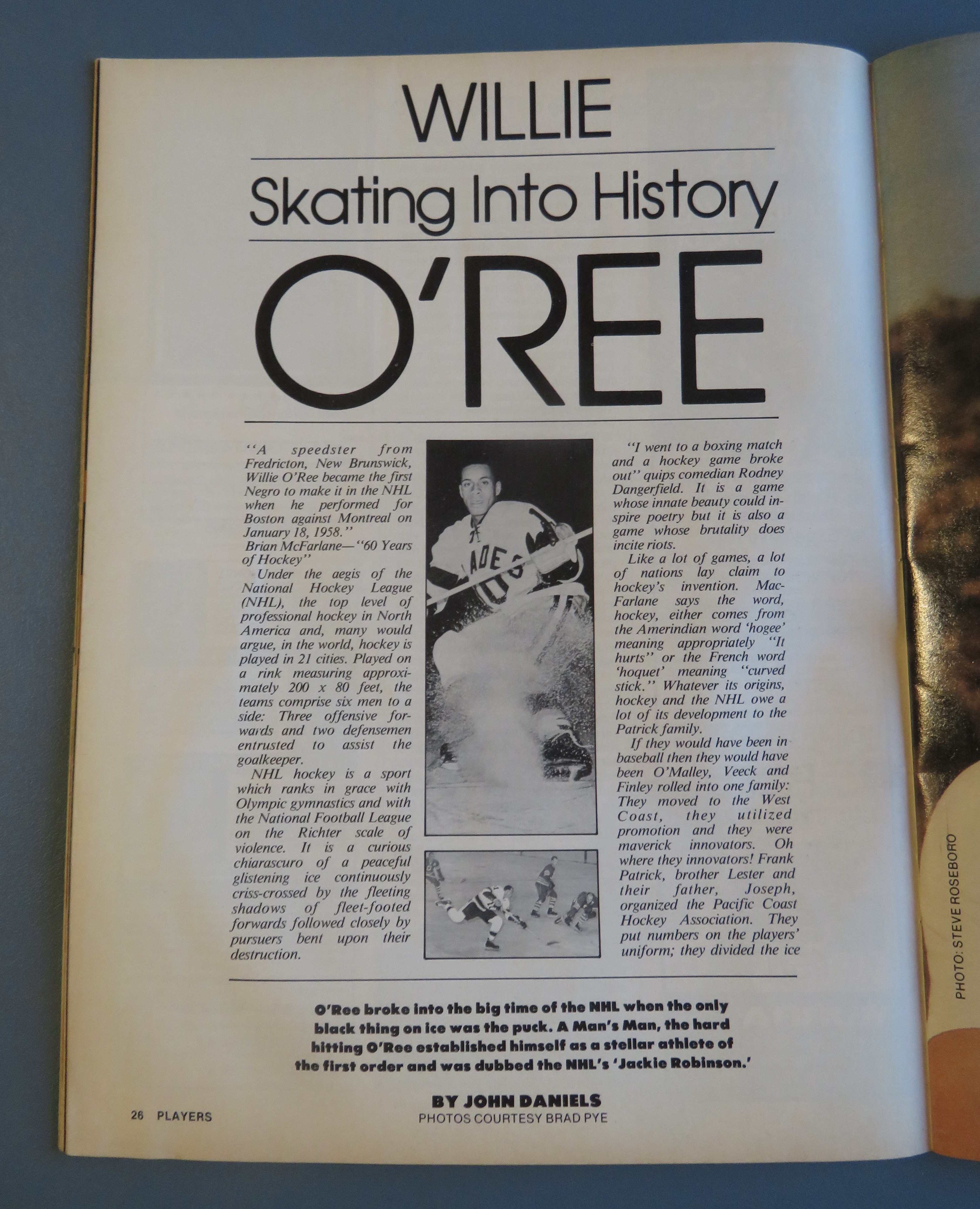 Players Magazine October 1983 Willie O' Ree