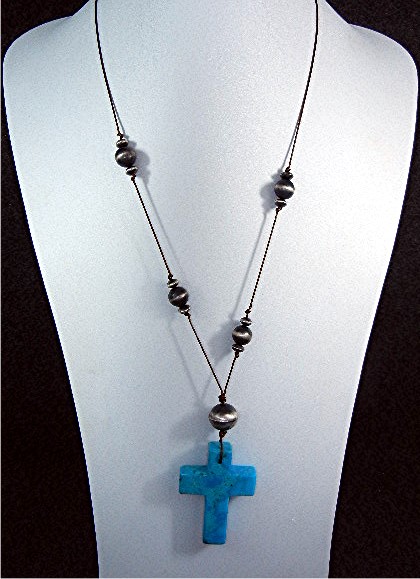 Navajo Pearls Sterling Silver Nocozari Turquoise Neckla