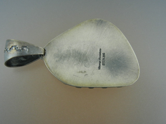 Navajo Sterling Silver Black Quartz Pendant Secatero