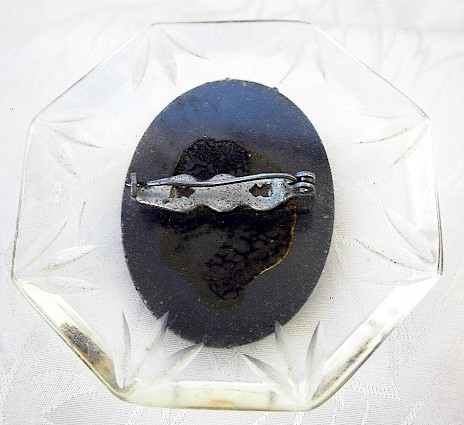 Bakelite/Lucite Cameo Hexagonal Brooch