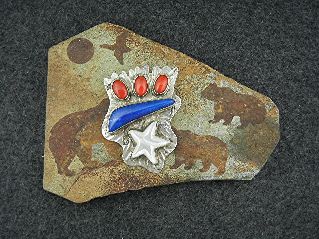 David Troutman Coral Lapis Sterling Silver Mother Pearl