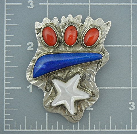 David Troutman Coral Lapis Sterling Silver Mother Pearl