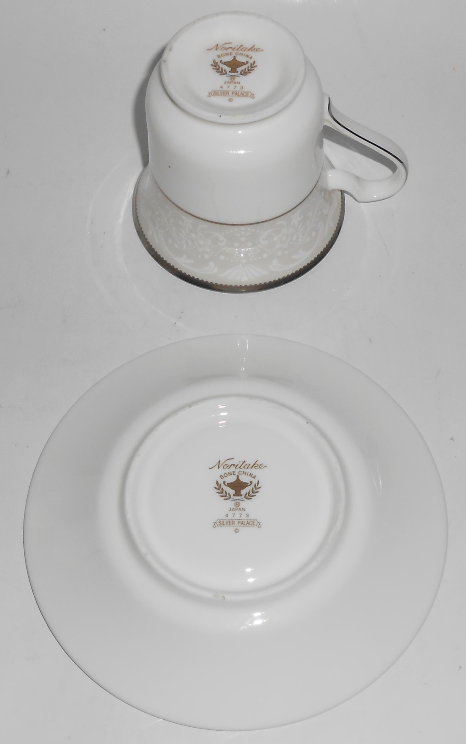 Noritake Porcelain China Silver Palace w/Platinum Cup &