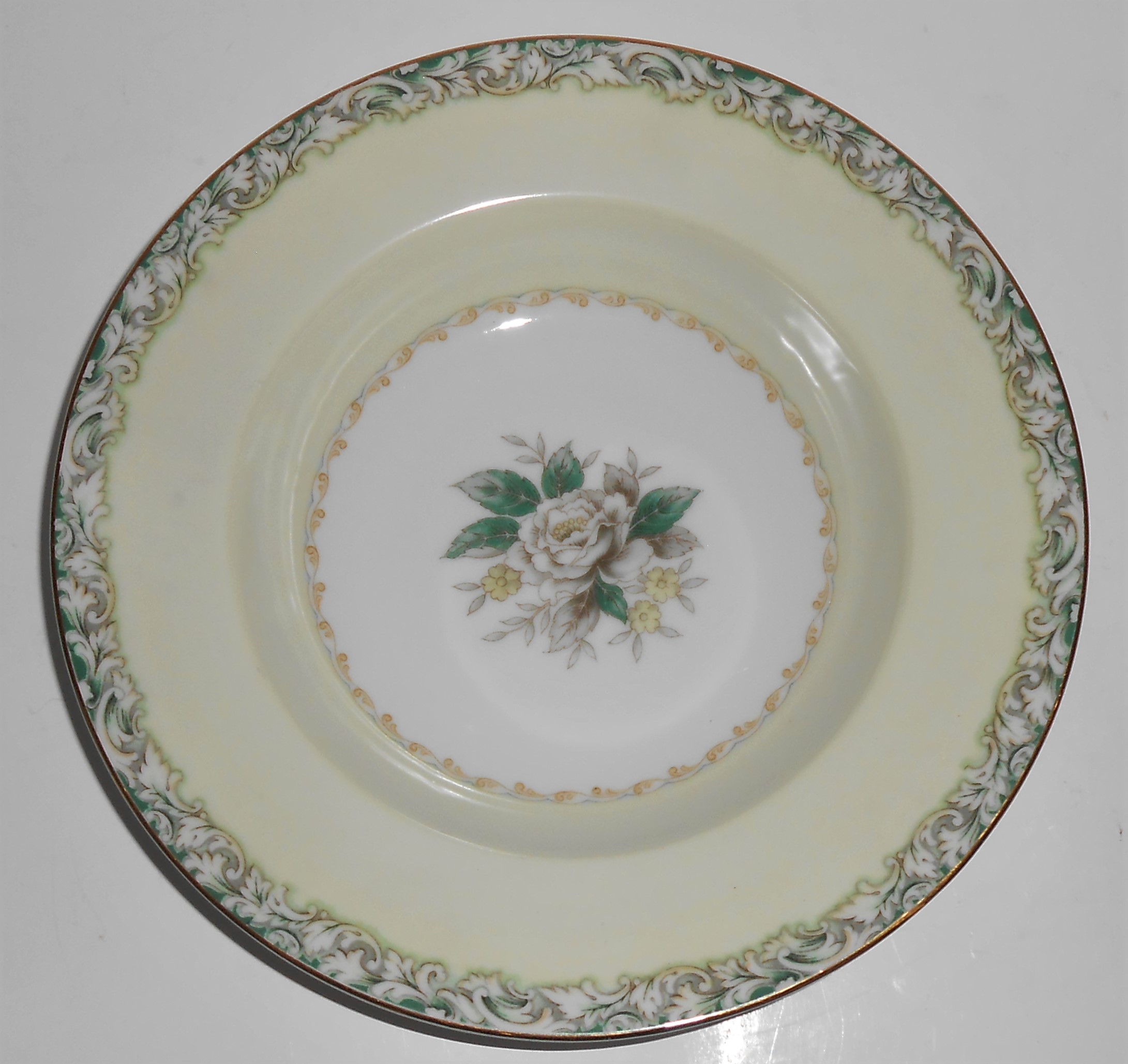 Noritake China White Rose w/Gold Mystery 14 Rimmed Soup