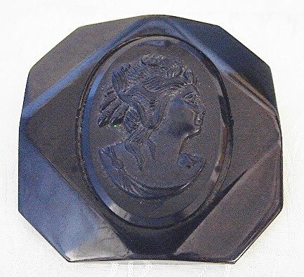Bakelite Cameo Brooch  Square Brooch 2 3/8 Inches