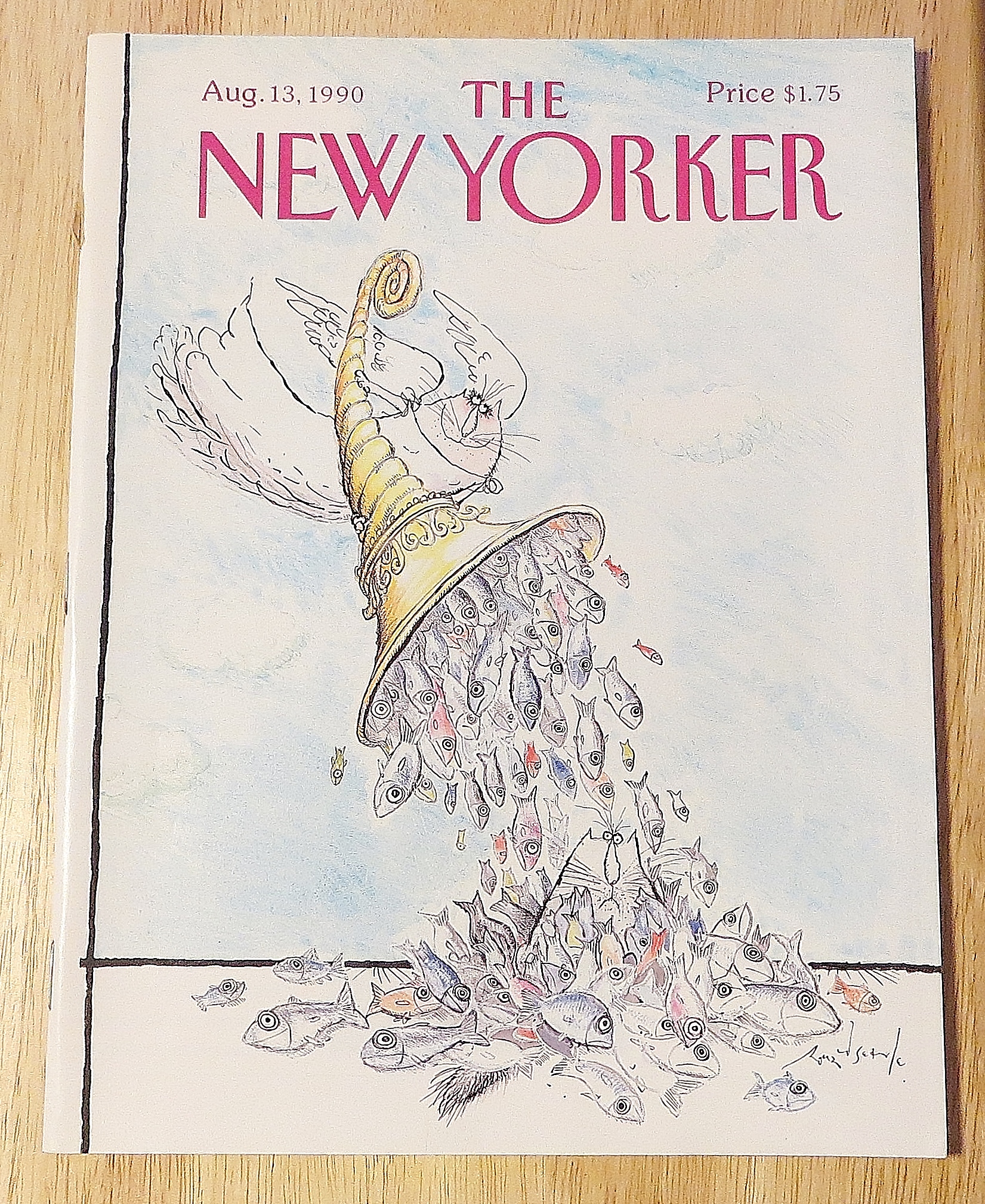 New Yorker Magazine August 13, 1990 Fish In A Horn