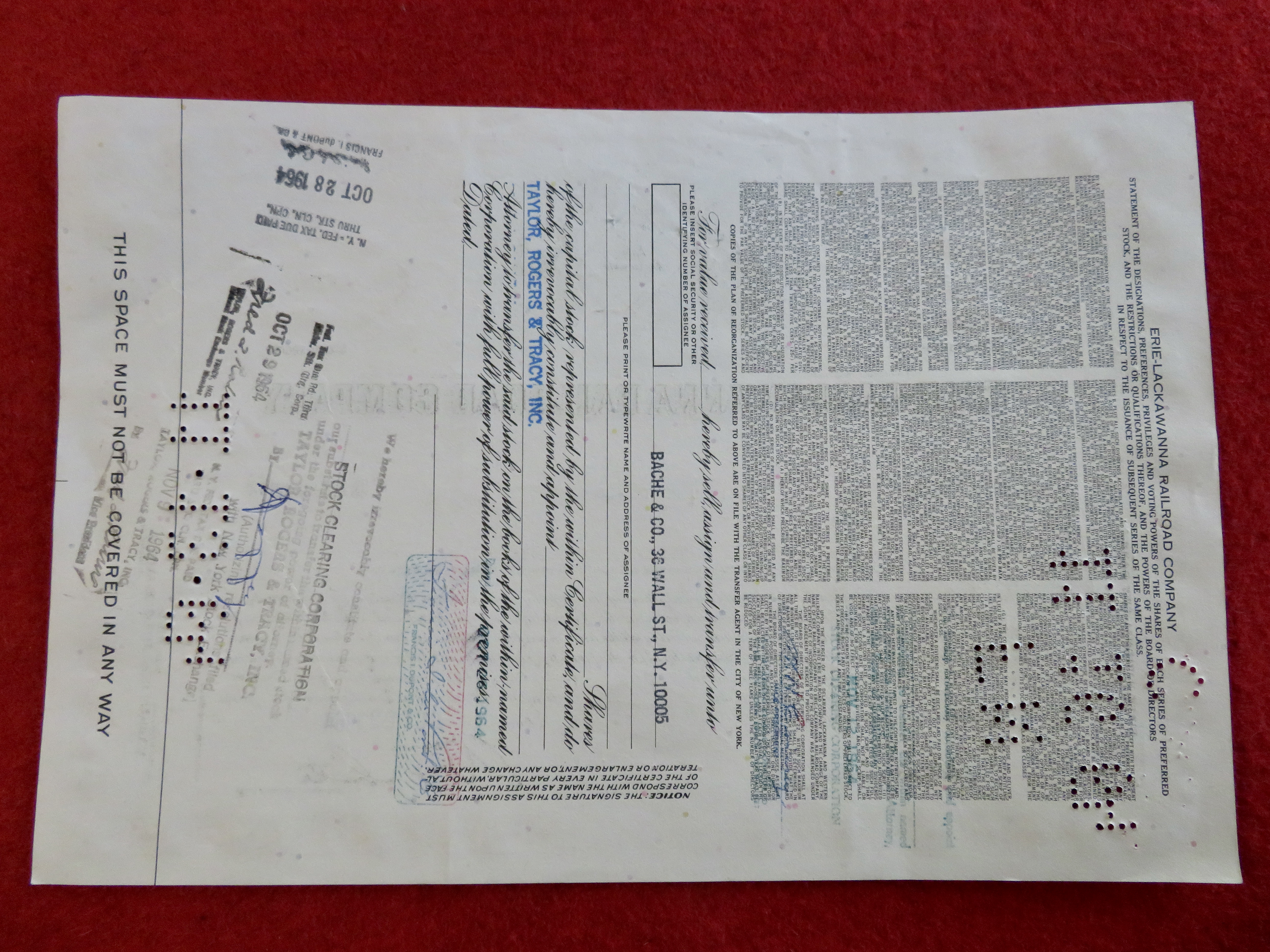 1964 Erie-Lackawanna Railroad Co Stock Certificate