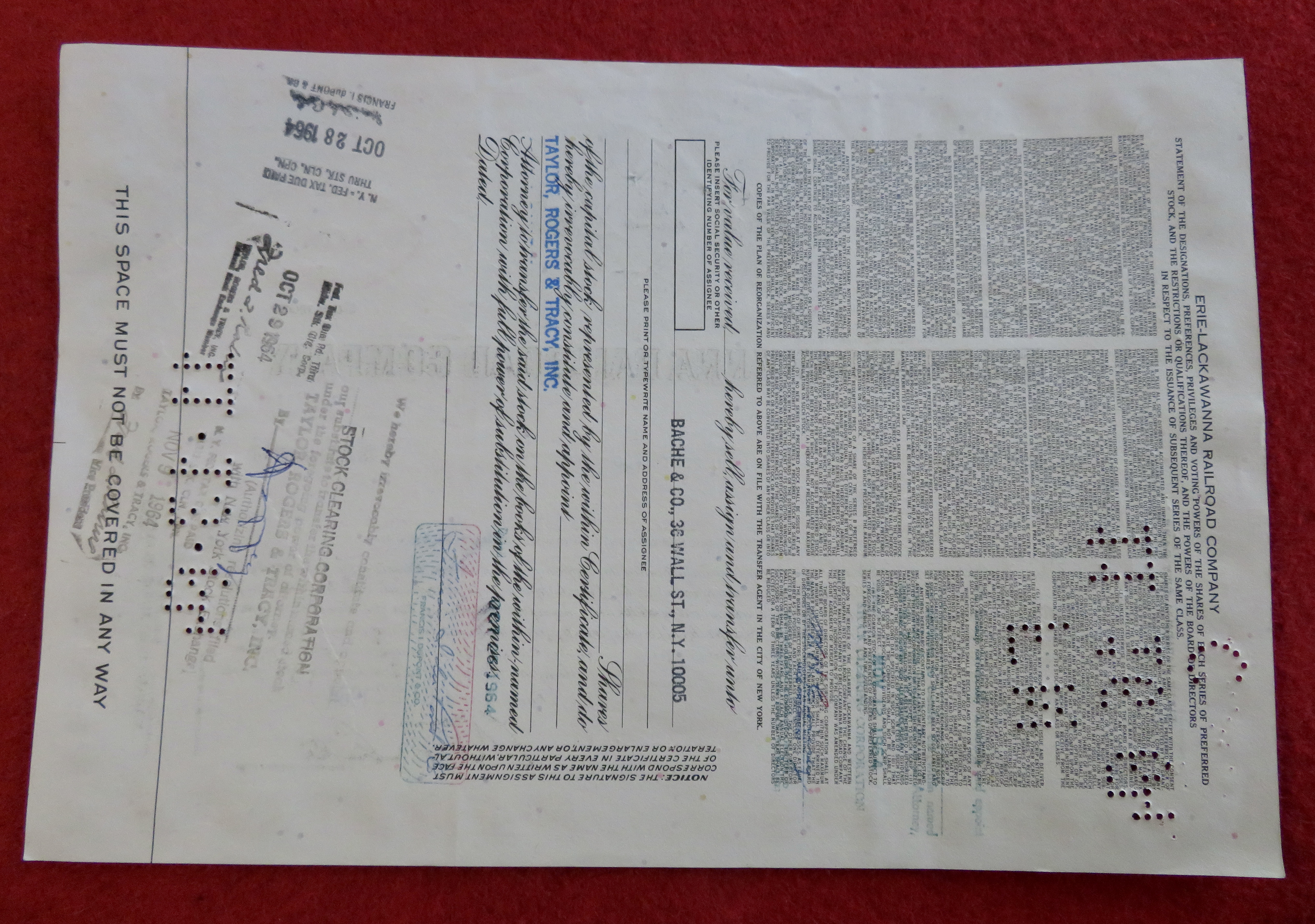 1964 Erie-Lackawanna Railroad Co Stock Certificate