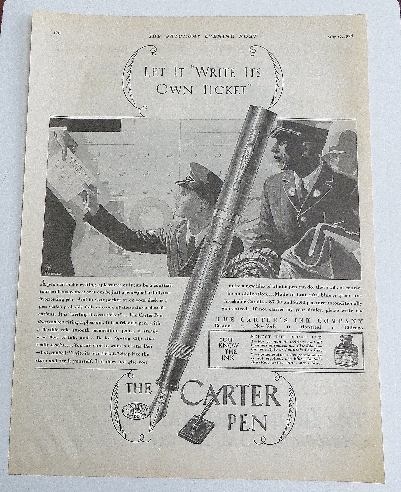1928 Carter Pen With Boy Handing A Telegram
