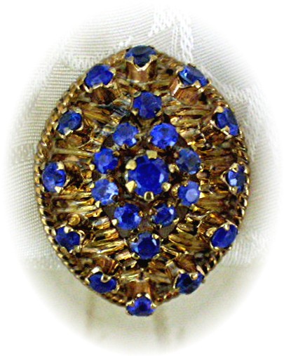 Earrings 14K Gold  4ct  Each Sapphire Clip Antique
