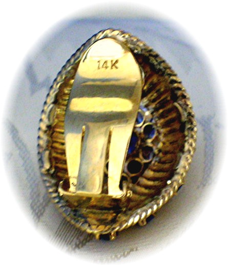 Earrings 14K Gold  4ct  Each Sapphire Clip Antique