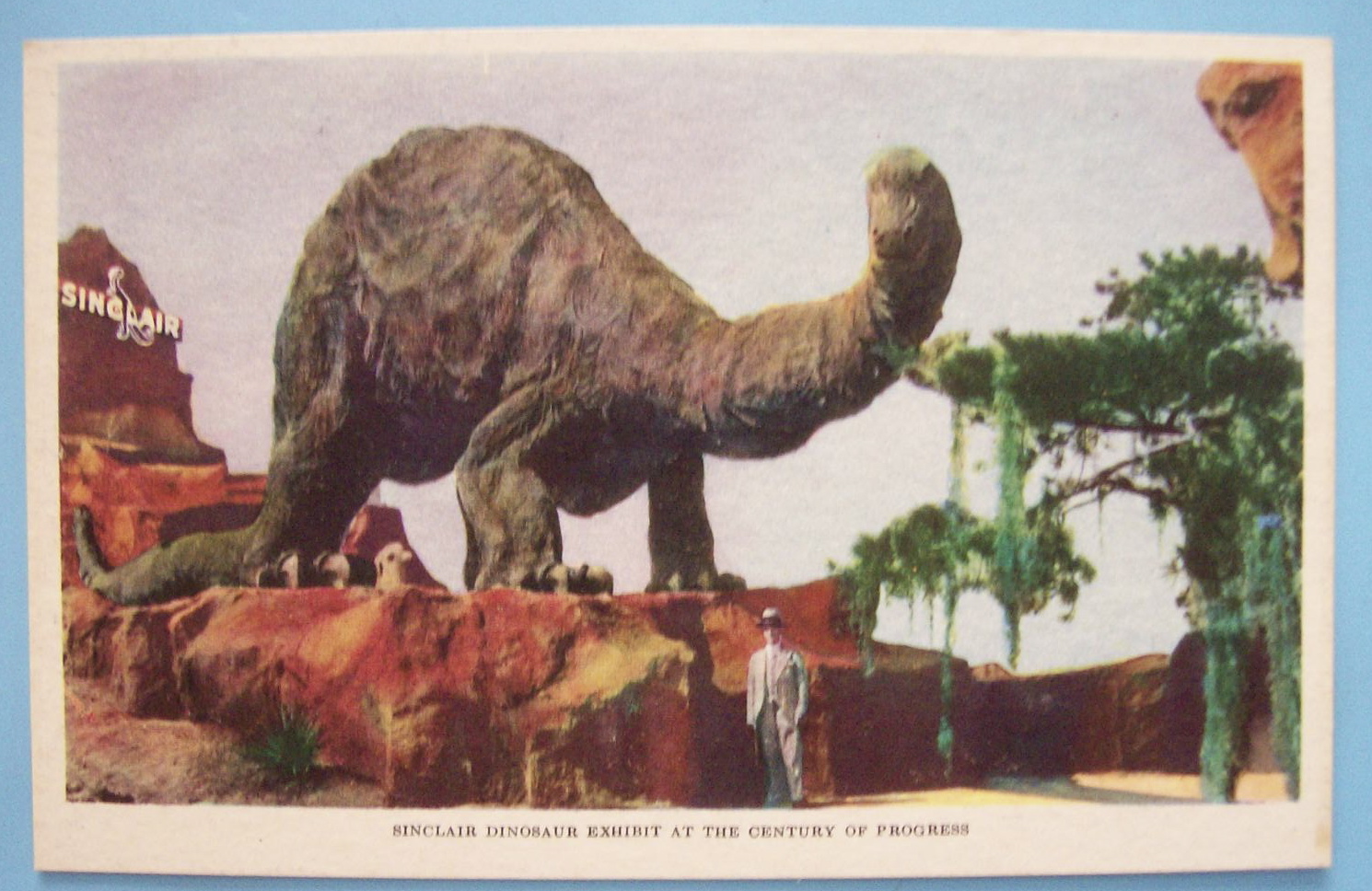 Postcard of Sinclair Dinosaur Exhibit (Chicago Fair)