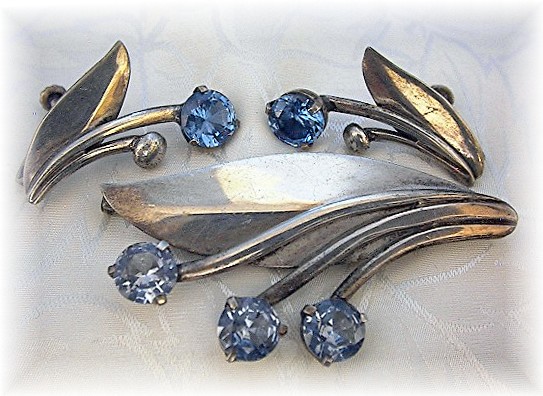 Miguel Melendez Sterling Silver Brooch and Earrings