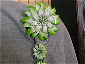 Painted Tin Flower Brooch and Earrings