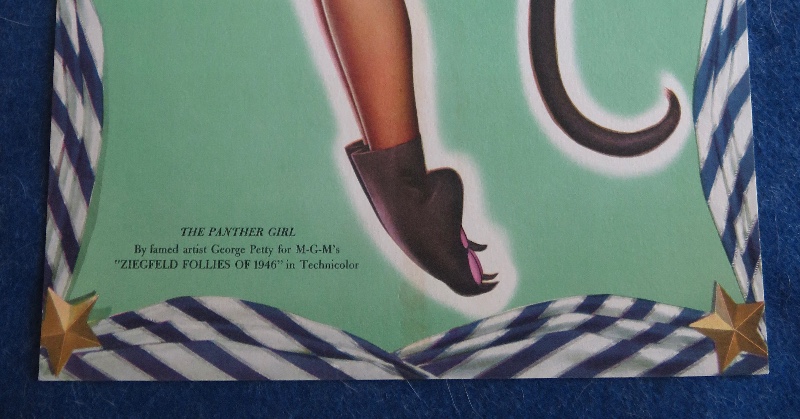 Original 1940's The Panther Girl Pin Up Wearing An Outfit With A Tail & Paw Booties By George Petty