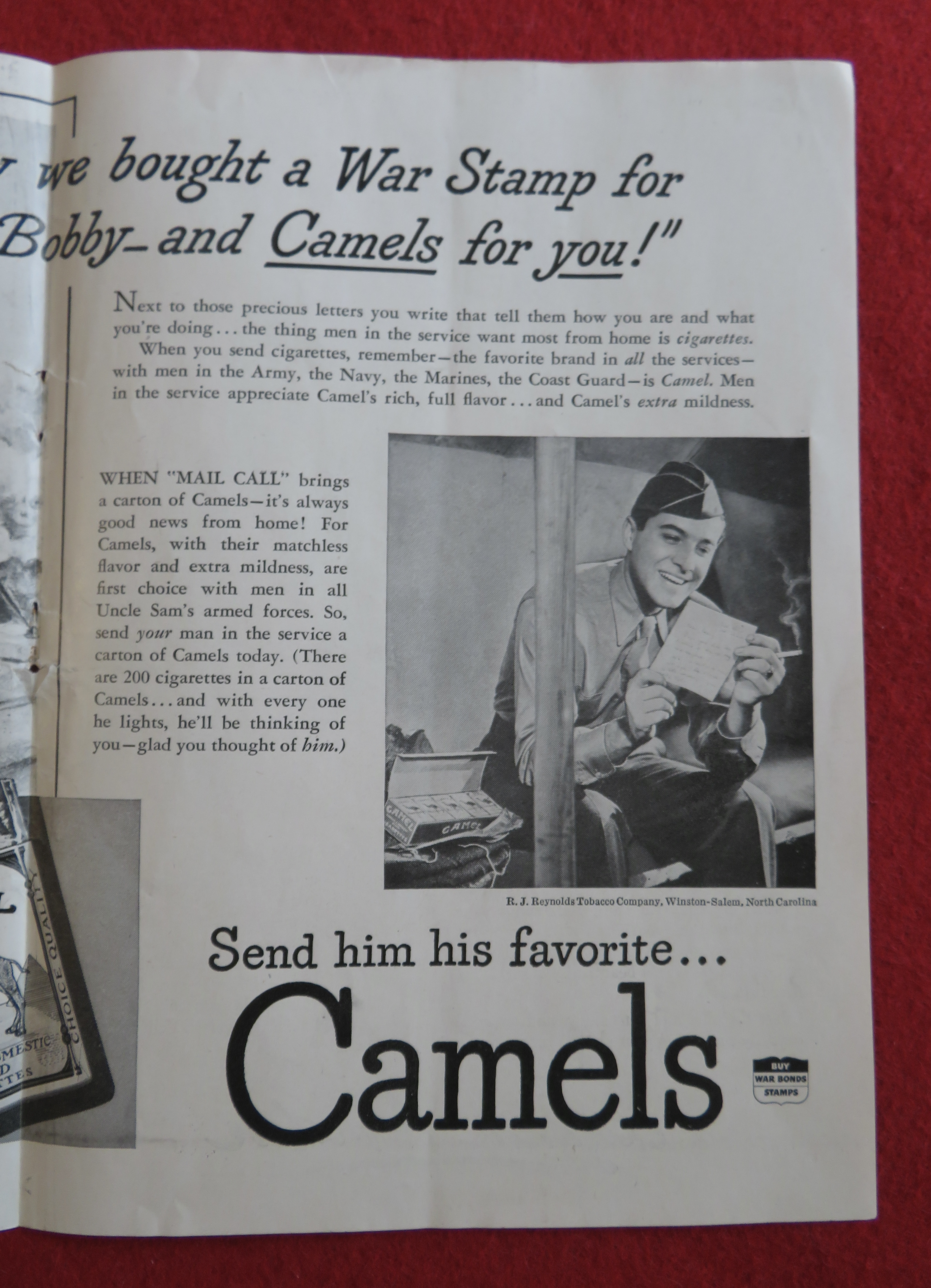 1943 Camel Cigarettes with Woman Writing A Soldier