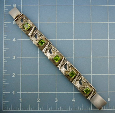 Bracelet Peridot Sterling Silver Push Clasp