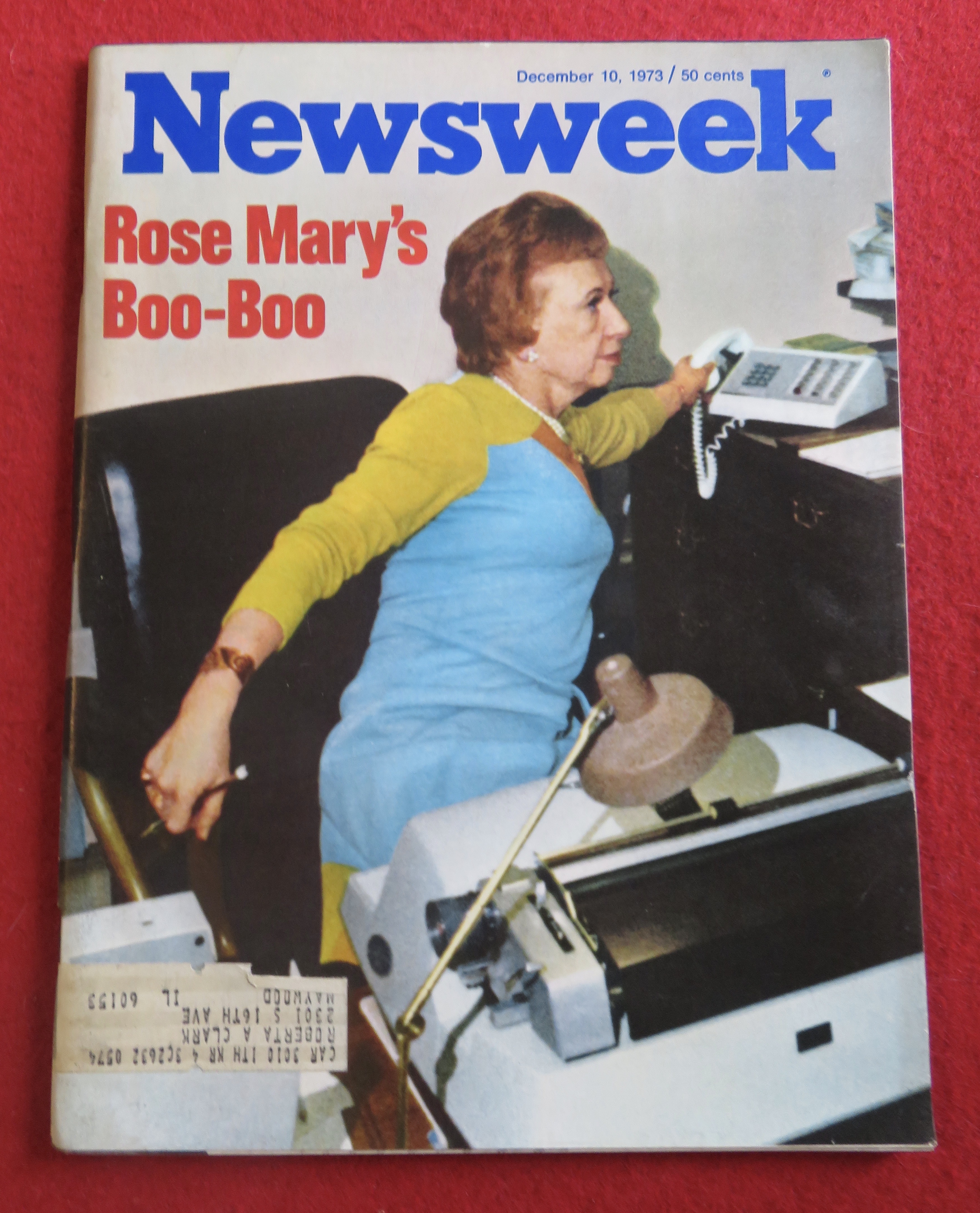 Newsweek Magazine December 10, 1973 Rose Mary's Boo Boo
