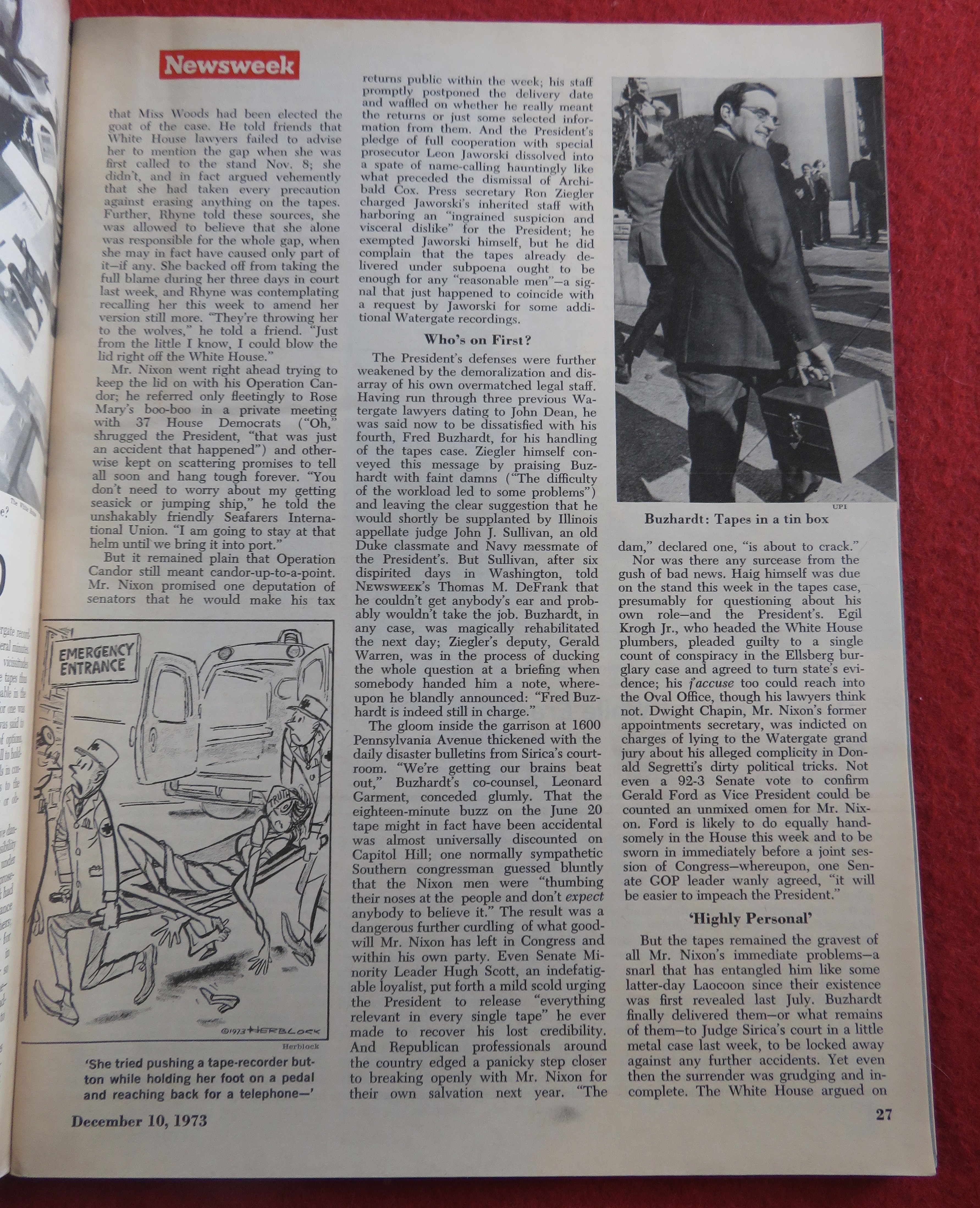 Newsweek Magazine December 10, 1973 Rose Mary's Boo Boo