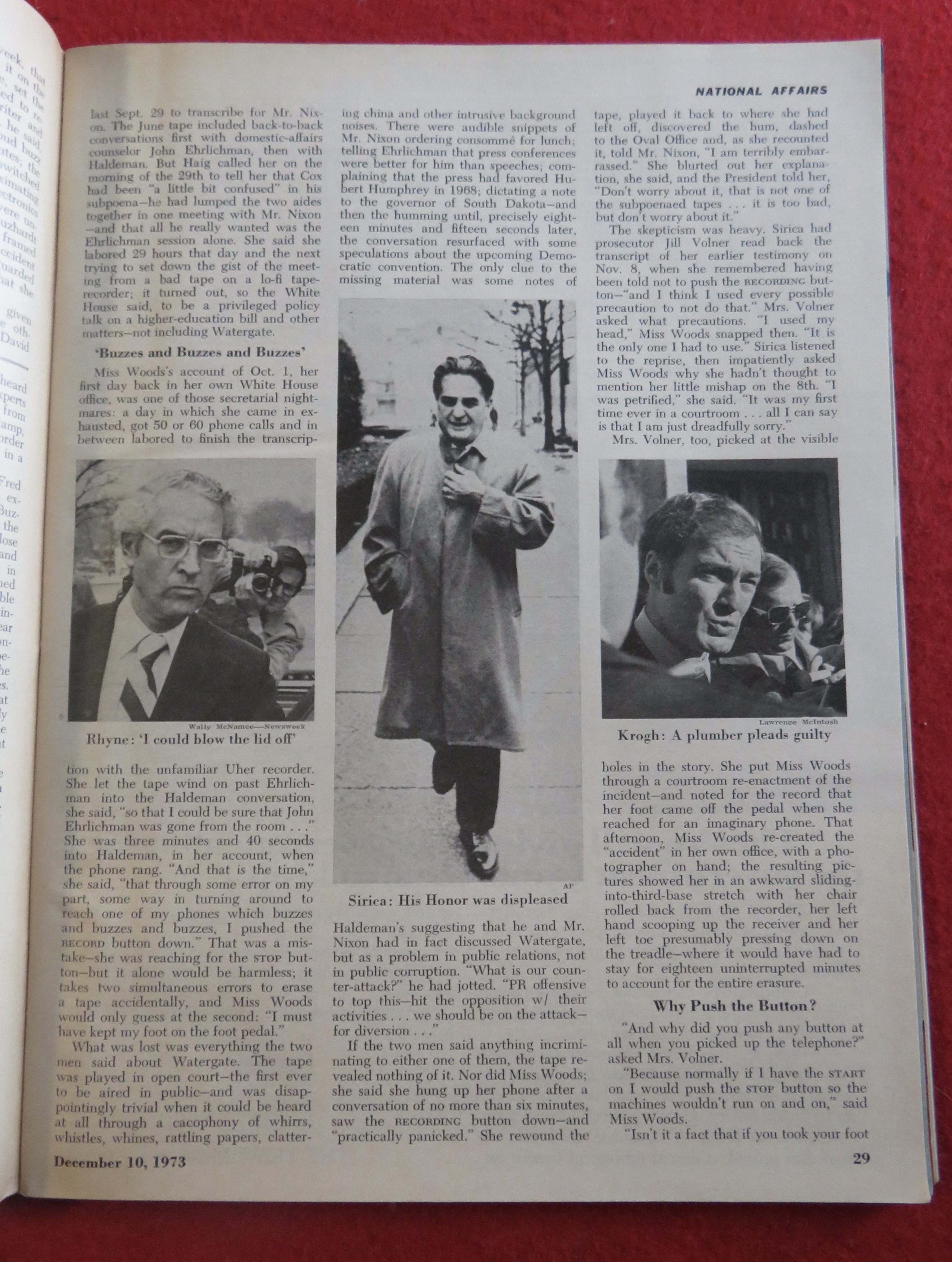 Newsweek Magazine December 10, 1973 Rose Mary's Boo Boo