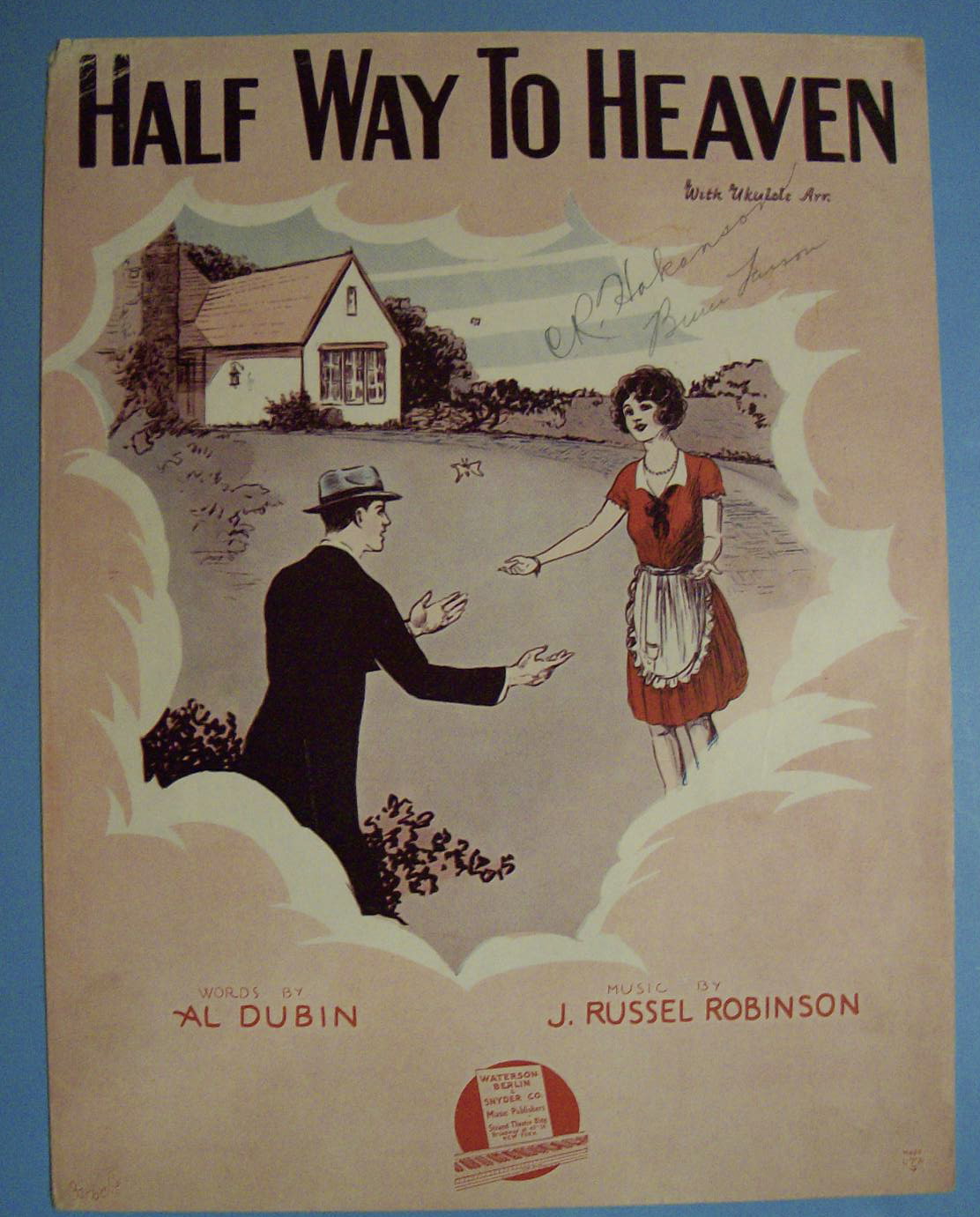 Sheet Music For 1928 Half Way To Heaven