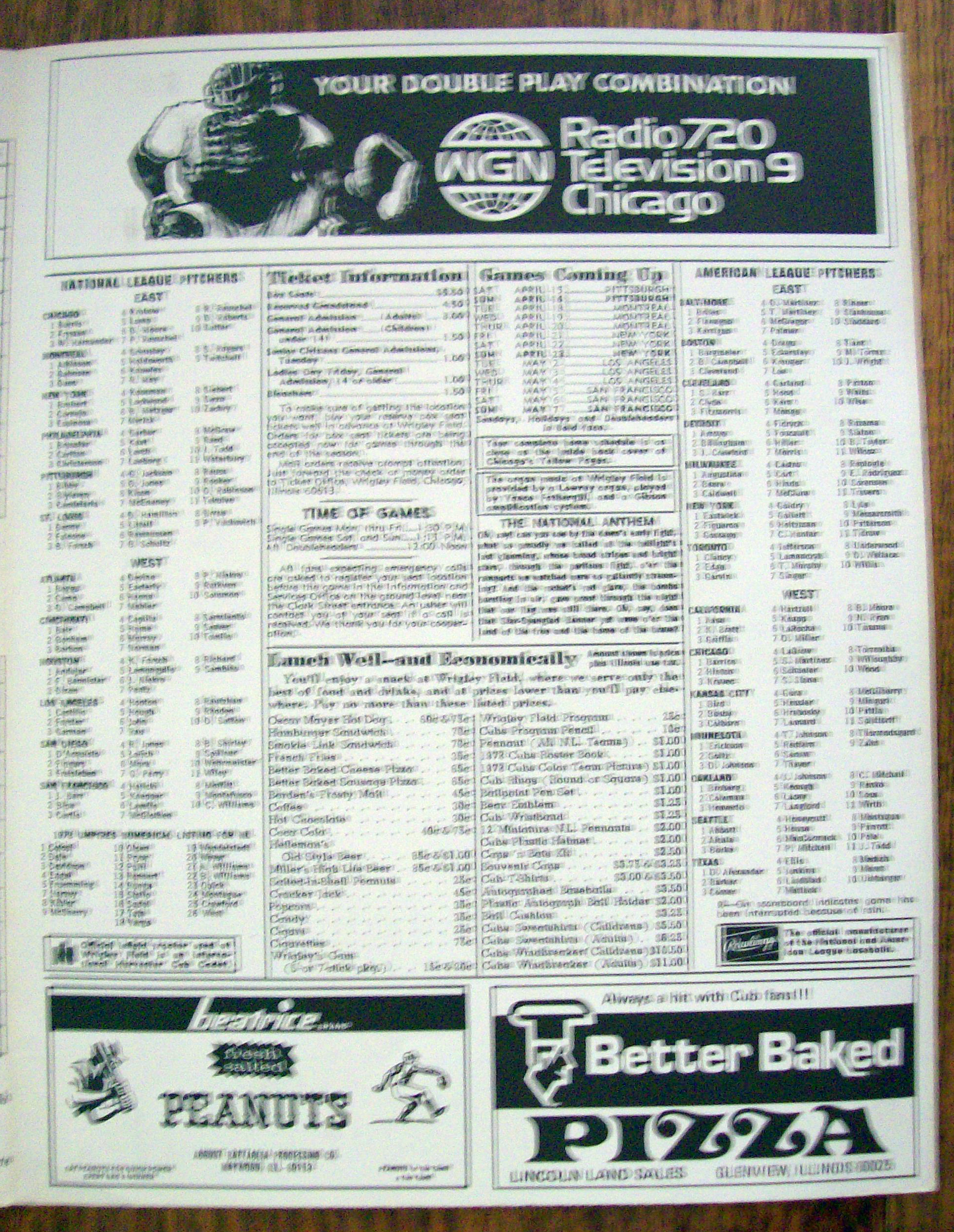 Chicago Cubs Official Program 1978 Pittsburgh Pirates
