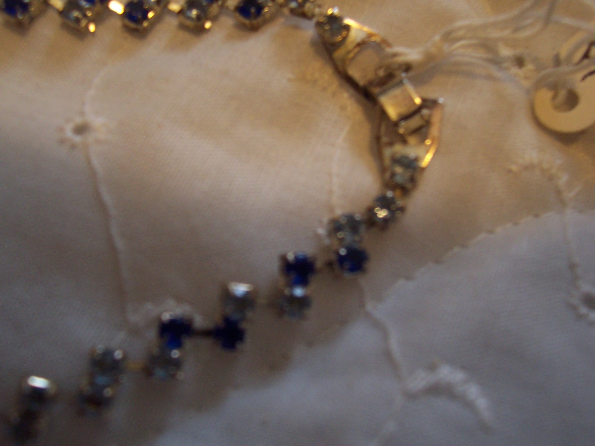 Blue Gemstone Tennis Bracelet Silver Tone