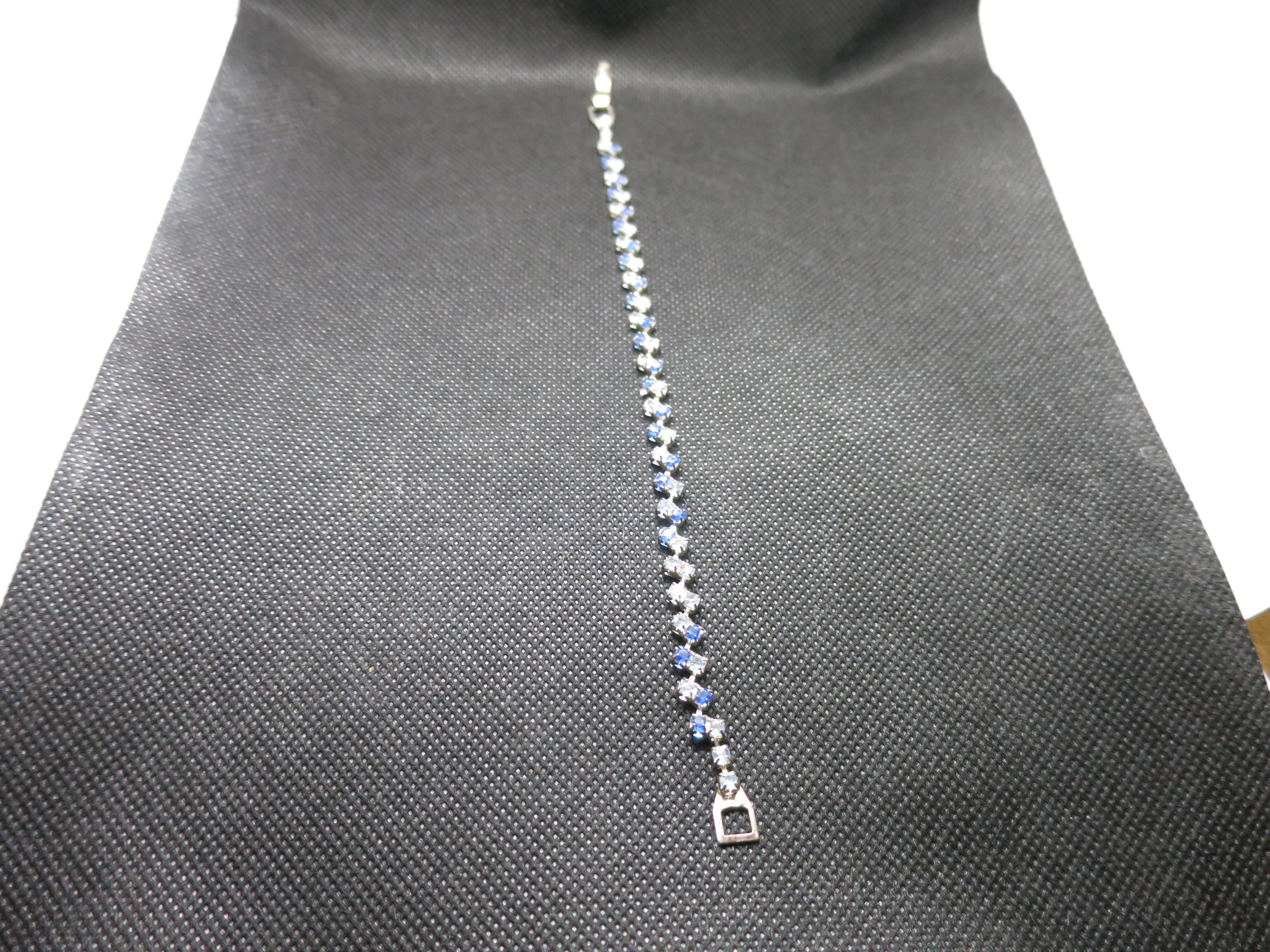 Blue Gemstone Tennis Bracelet Silver Tone